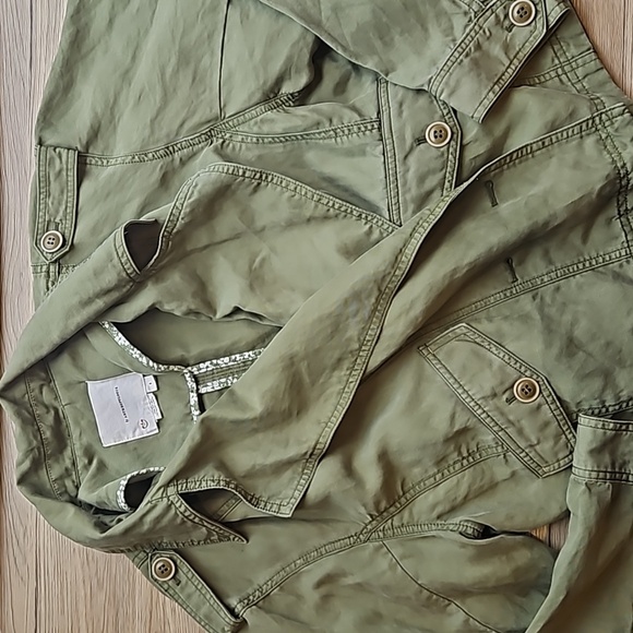 By Anthropologie Green Marley Linen Blend Oversized Utility Jacket S - Picture 3 of 9
